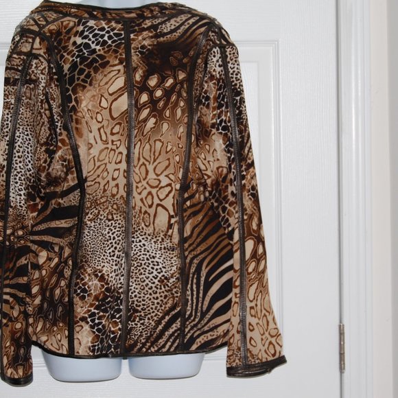CHICO Animal Print jacket with No closures  Size 1 - Picture 3 of 6